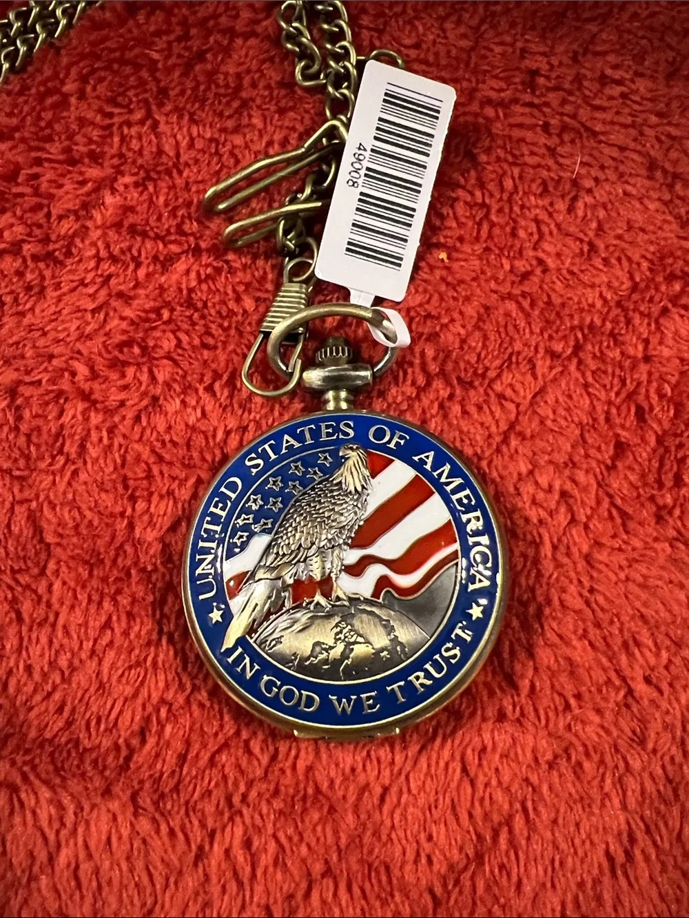Invicta Gold-Tone Pocket Watch with White Dial and Chain